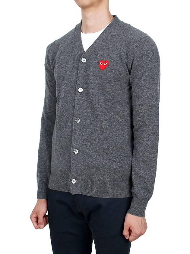 Heart Waffen V-Neck Cardigan Dark Grey - COMME DES GARCONS - BALAAN 5