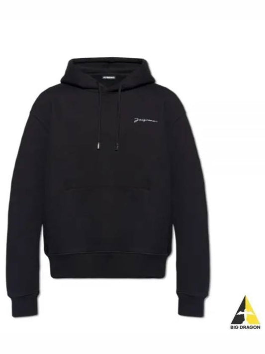 Le Brode Embroidered Logo Cotton Hoodie Black - JACQUEMUS - BALAAN 2