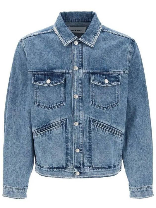 Jango Embroidered Logo Denim Jacket Blue - ISABEL MARANT - BALAAN 2