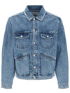 Jango Embroidered Logo Denim Jacket Blue - ISABEL MARANT - BALAAN 3