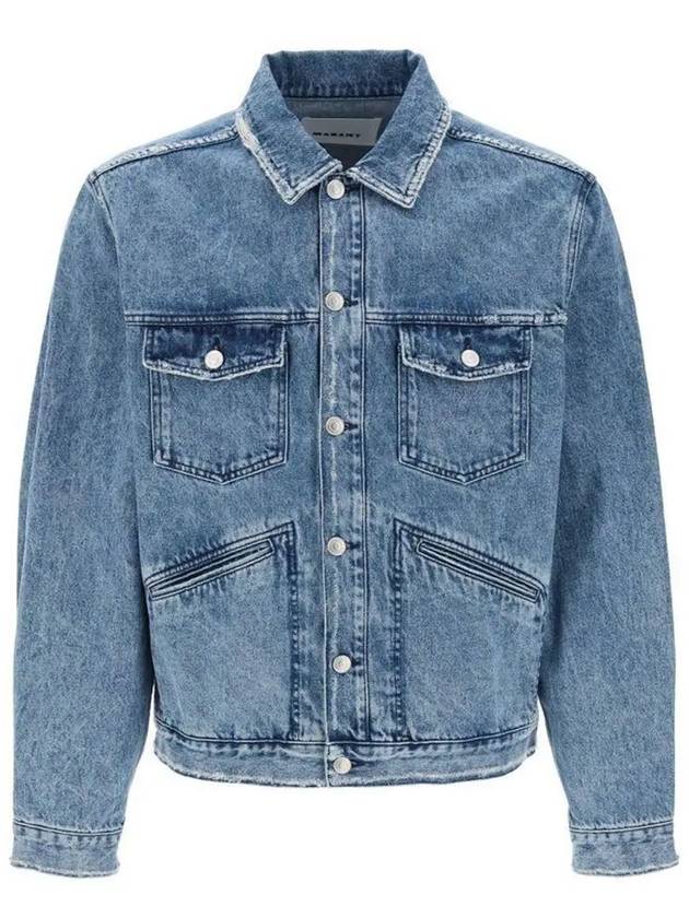 Jango Embroidered Logo Denim Jacket Blue - ISABEL MARANT - BALAAN 3