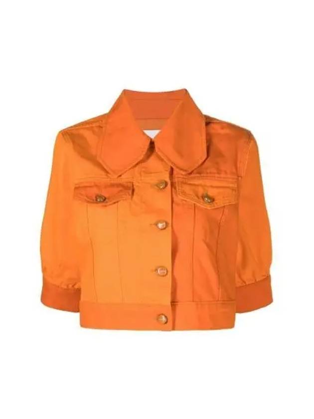 Women's Cotton Crop Denim Jacket Orange - GANNI - BALAAN 2