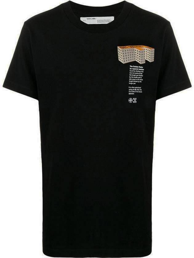 Men's Building Print Short Sleeve T-Shirt Black - OFF WHITE - BALAAN 1