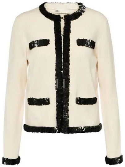 Kendra Wool Sequin Cardigan White - TORY BURCH - BALAAN 2