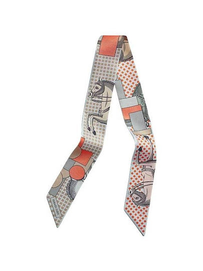 Cavalier En Formes Twilly Scarf Blue Suck Colaille Gris - HERMES - BALAAN 2