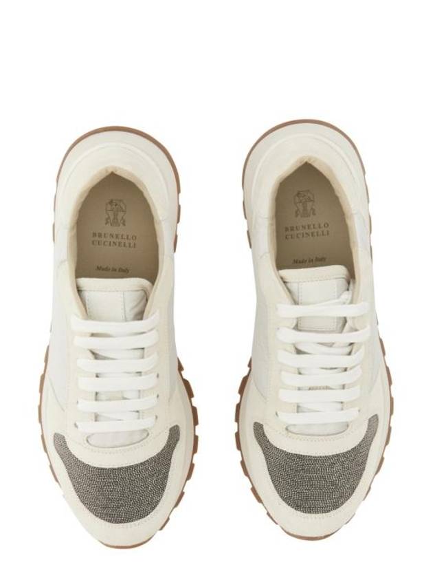 Suede Techno Fabric Runner Low Top Sneakers White - BRUNELLO CUCINELLI - BALAAN 3