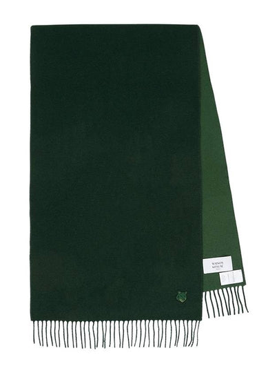 Bold Fox Head Double Face Scarf Green - MAISON KITSUNE - BALAAN 2