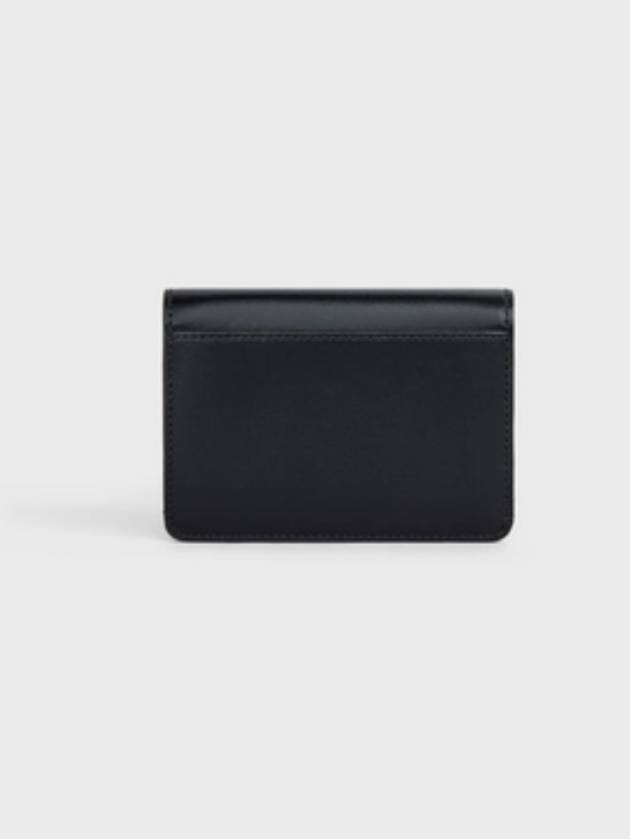 Triomphe Shiny Calfskin Flap Card Wallet Black - CELINE - BALAAN 4