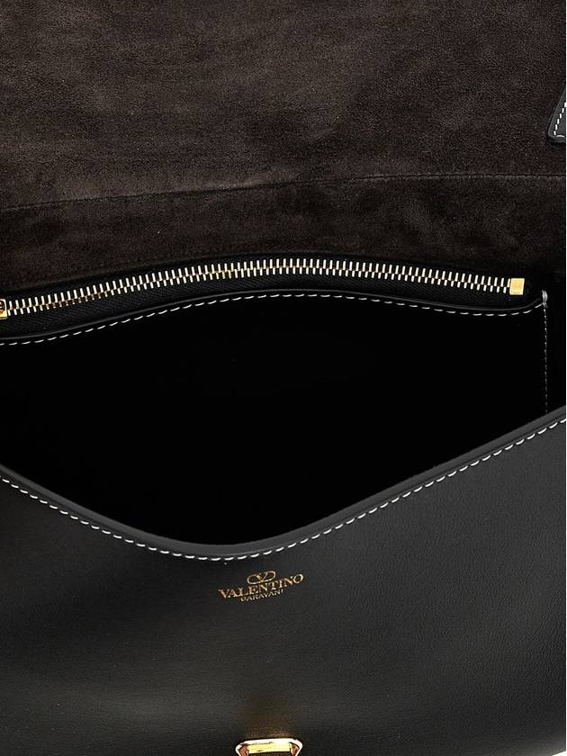 Garavani Oval Leather Shoulder Bag Black - VALENTINO - BALAAN 5