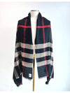 Check Wool Silk Scarf Black - BURBERRY - BALAAN 2