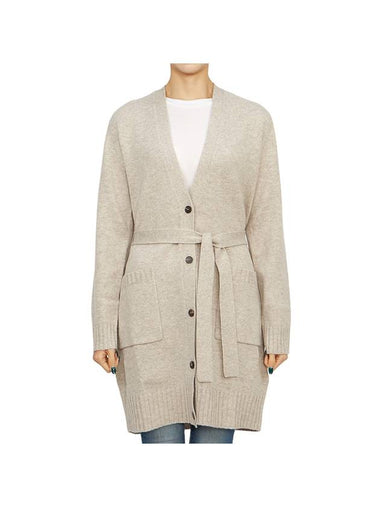 Button Wool Cashmere Long Cardigan Beige - MAX MARA - BALAAN 1