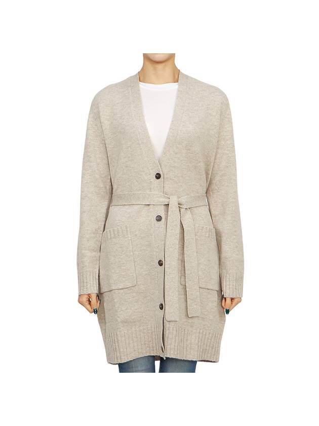 Button Wool Cashmere Long Cardigan Beige - MAX MARA - BALAAN 1