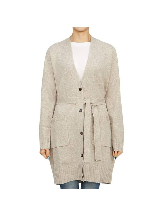 Button Wool Cashmere Long Cardigan Beige - MAX MARA - BALAAN 2