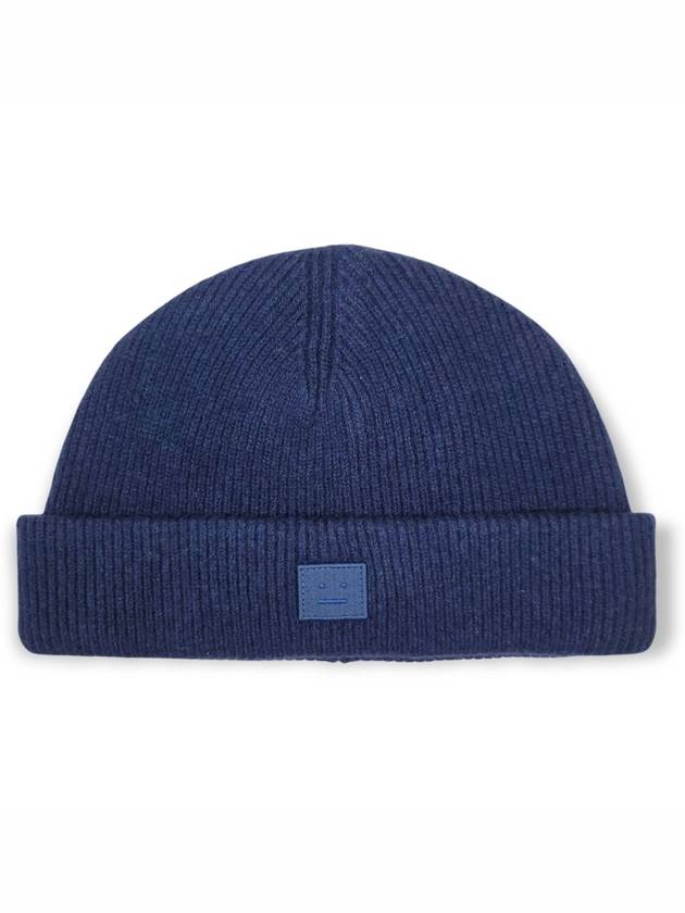 Mini Pansy Face Logo Ribbed Wool Beanie FAUXHATS000064 - ACNE STUDIOS - BALAAN 1