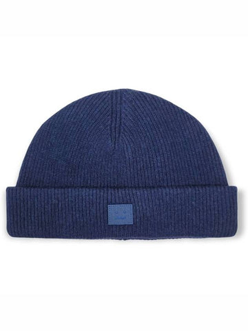 Mini Pansy Face Logo Ribbed Wool Beanie FAUXHATS000064 - ACNE STUDIOS - BALAAN 1