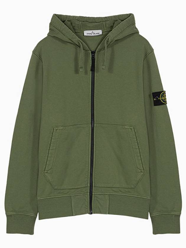 Men's Waffen Patch Fleece Hooded Zip-up Green - STONE ISLAND - BALAAN 2