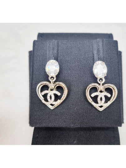 CC Logo Crystal Heart Drop Earrings Gold - CHANEL - BALAAN 2