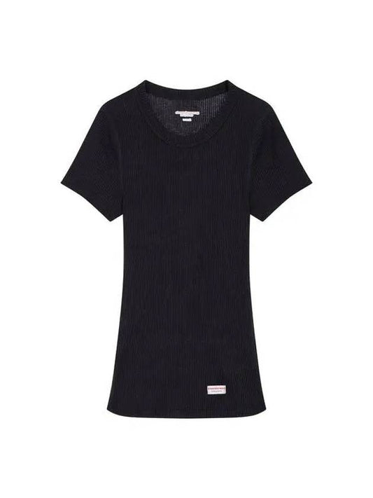 Ribbed cotton short sleeve tshirt black 270426 - ALEXANDER WANG - BALAAN 1