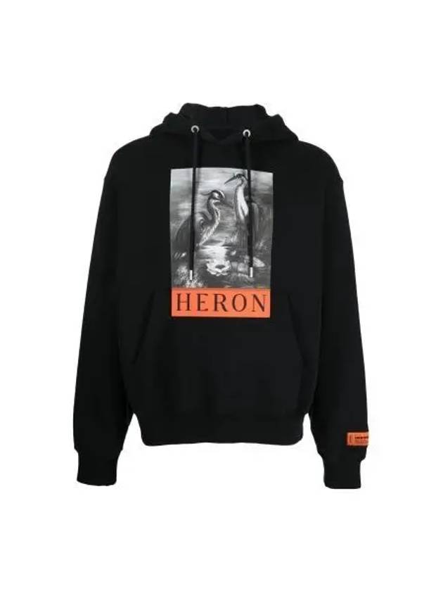 Preston Graphic Print Cotton Hoodie Black - HERON PRESTON - BALAAN 2