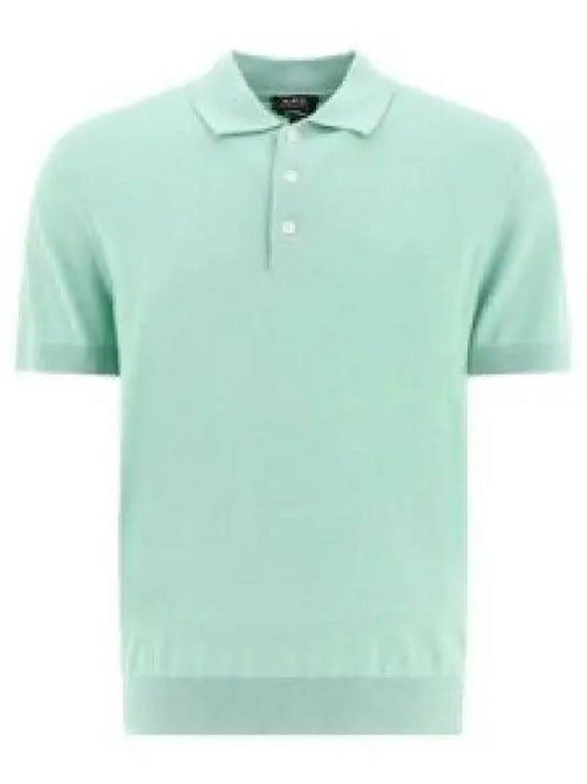 Embroidered Logo Knit Polo Shirt Green - A.P.C. - BALAAN 2