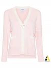 Milano Stitch V Neck Cardigan Pink - THOM BROWNE - BALAAN 2