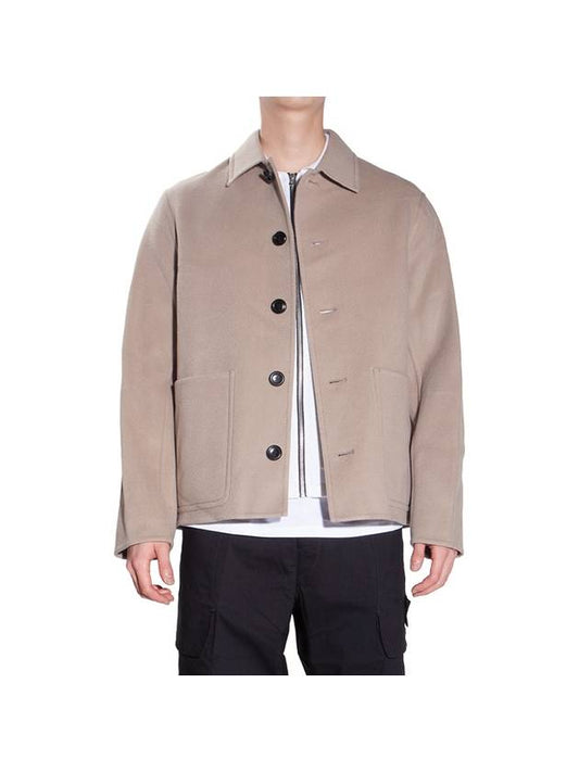Double Face Wool Cashmere Jacket Beige - AMI - BALAAN 1