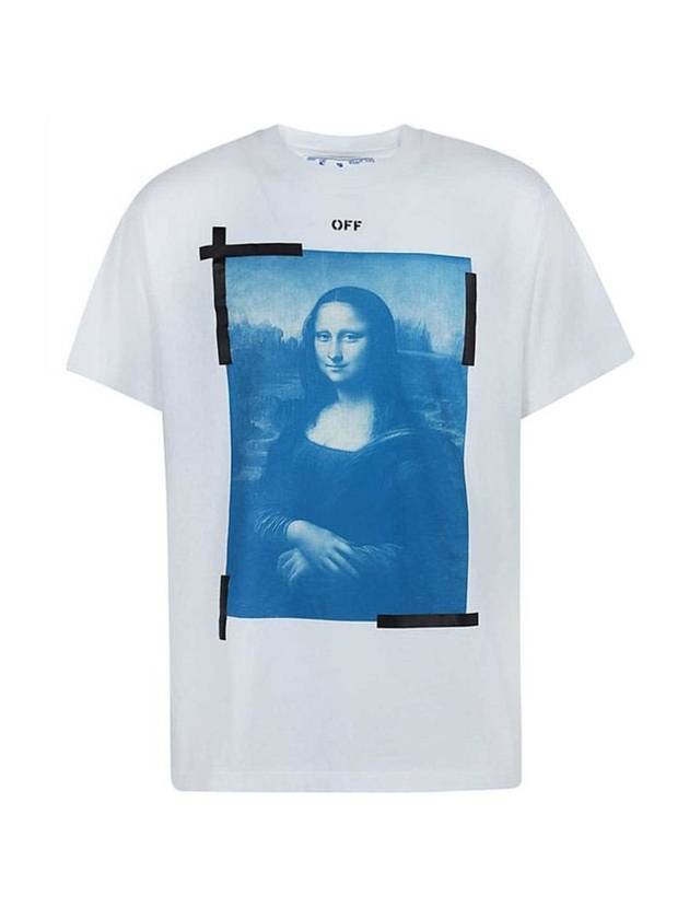 Mona Lisa Print Round Short Sleeve T-Shirt - OFF WHITE - BALAAN.