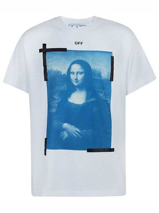 Mona Lisa Print Round Short Sleeve T-Shirt - OFF WHITE - BALAAN 1