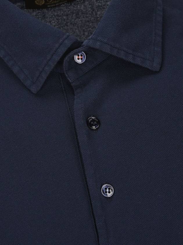 Men's Cotton Short Sleeve Polo Shirt Navy - LORO PIANA - BALAAN 4