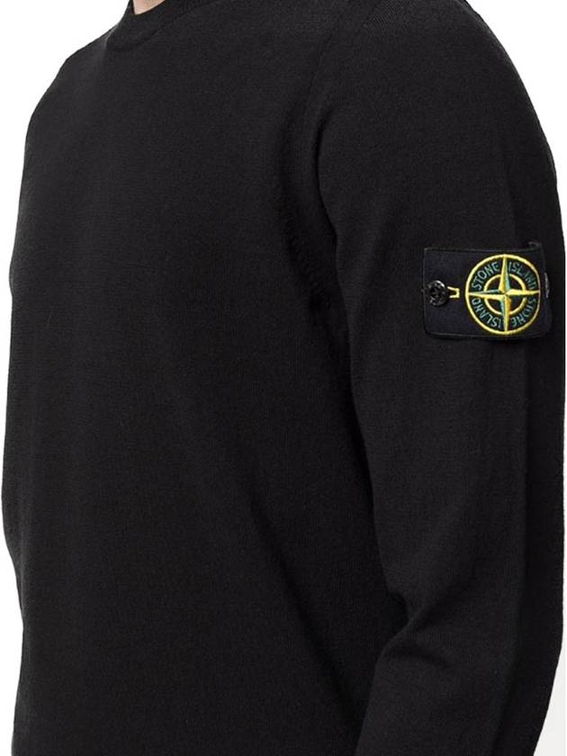 Wappen Patch Crew Neck Knit Top Black - STONE ISLAND - BALAAN 6