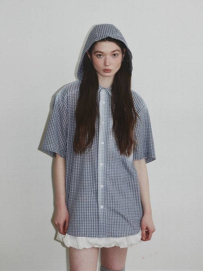 Checked Pattern Spray Hoodie Shirt_Navy_W - KINETO - BALAAN 2