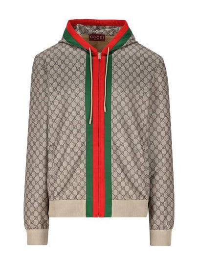 Web Technical Jersey Zip Jacket Beige Ebony - GUCCI - BALAAN 2