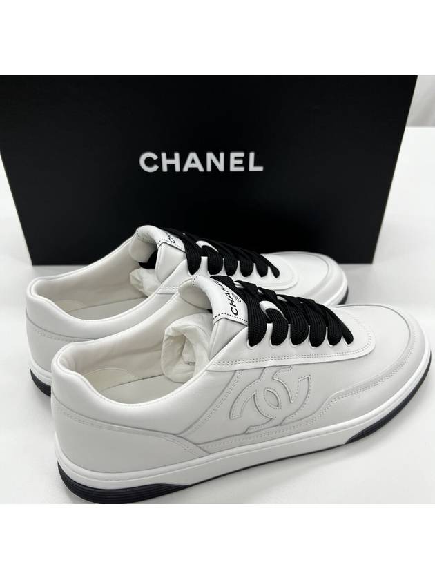 CC Logo Calfskin Low Top Sneakers White - CHANEL - BALAAN 4