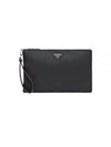 Re-Nylon and Saffiano Leather Clutch Bag Black - PRADA - BALAAN 2