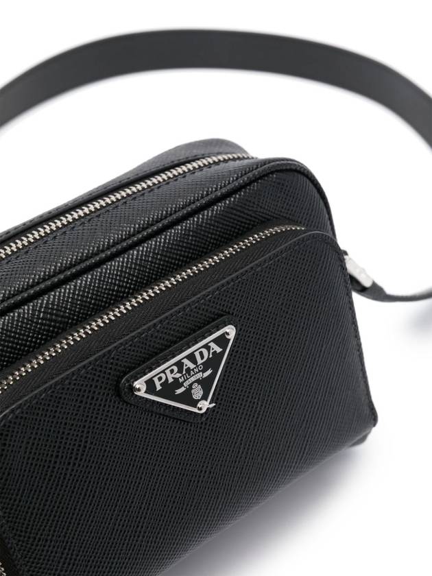 Saffiano Triangle Logo Black Cross Bag Black - PRADA - BALAAN 6