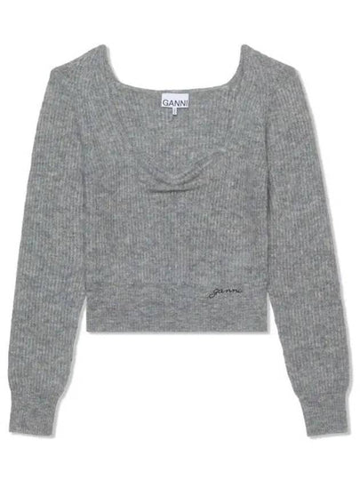 Soft Wool Knit Top Grey - GANNI - BALAAN 2