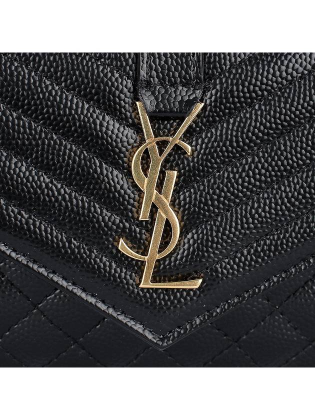 Matelasse Monogram Envelope Small Half Wallet Black - SAINT LAURENT - BALAAN 7