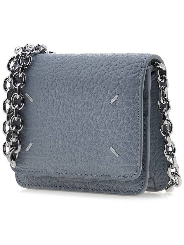 Embroidery Logo Chain Cald Wallet Blue - MAISON MARGIELA - BALAAN 3