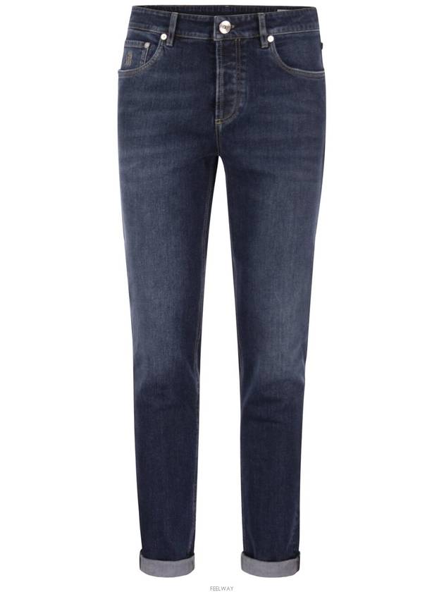 Men's 5 Pocket Slim Fit Jeans Dark Denim - BRUNELLO CUCINELLI - BALAAN 6