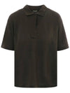 Gargano Linen Short Sleeve Polo Shirt Dark Brown - LORO PIANA - BALAAN 2