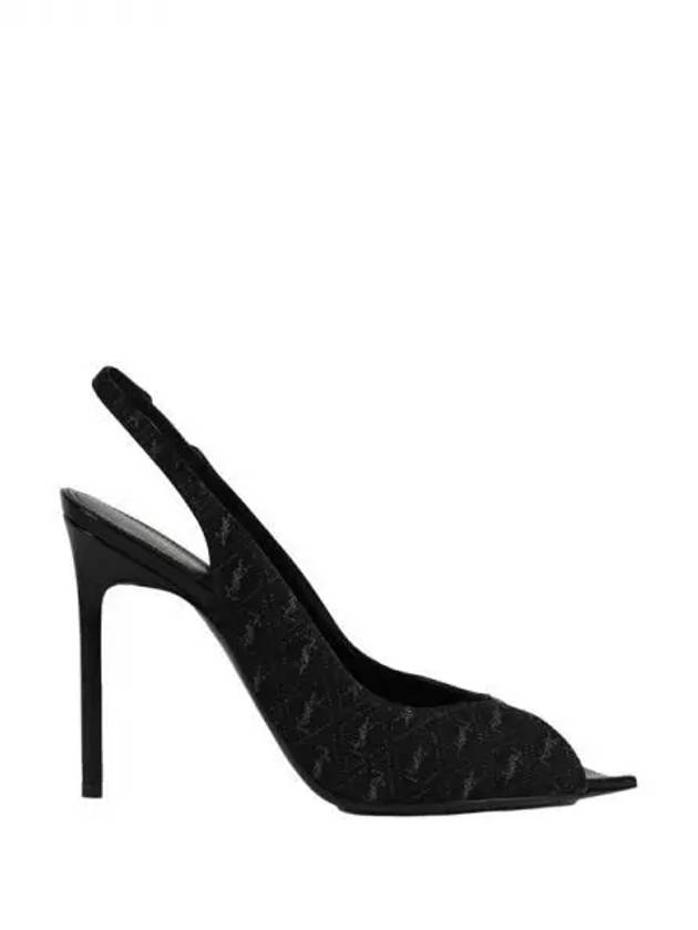 Cassandra logo pattern cotton sandal heels - SAINT LAURENT - BALAAN 1