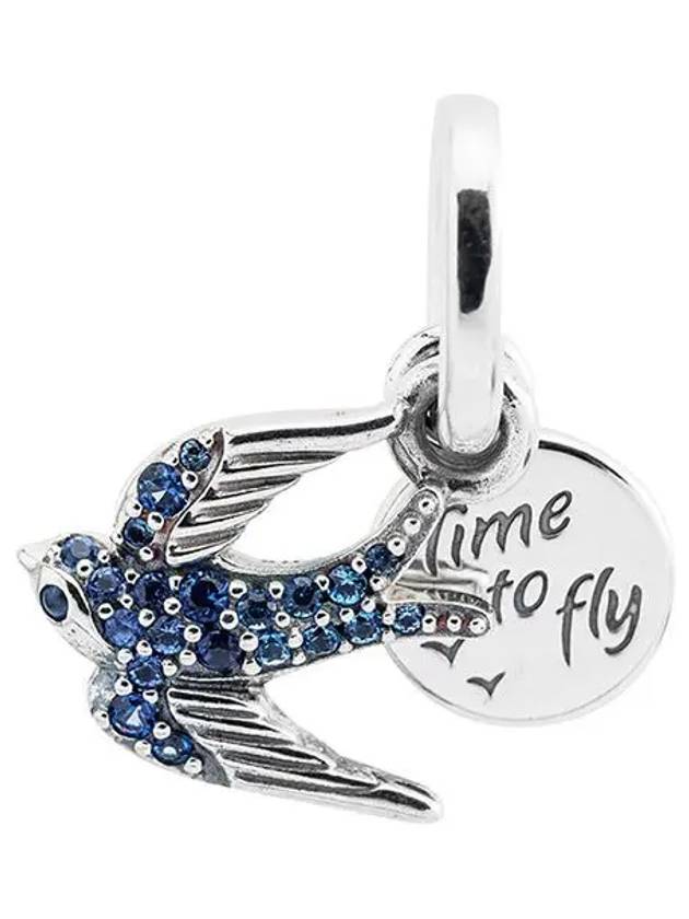 Sparkling Swallow Quote Double Dangle Bracelet Charm Blue - PANDORA - BALAAN 2