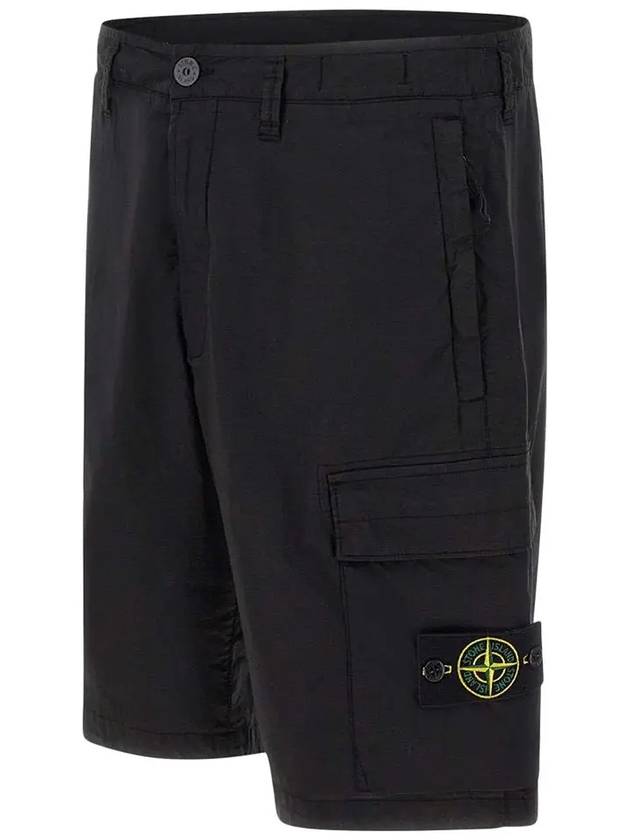 Men's Logo Patch Cargo Shorts Black - STONE ISLAND - BALAAN 4