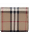 Check Small Leather Half Wallet Beige - BURBERRY - BALAAN 5