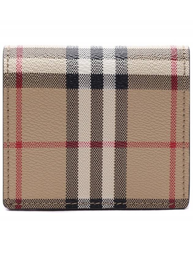 Check Small Leather Half Wallet Beige - BURBERRY - BALAAN 5