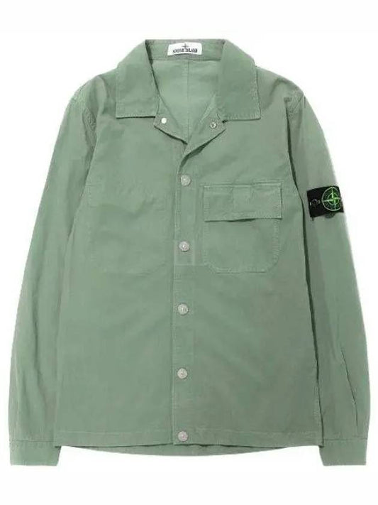 Cupro Cotton Twill Over Long Sleeve Shirt Sage Green - STONE ISLAND - BALAAN 2