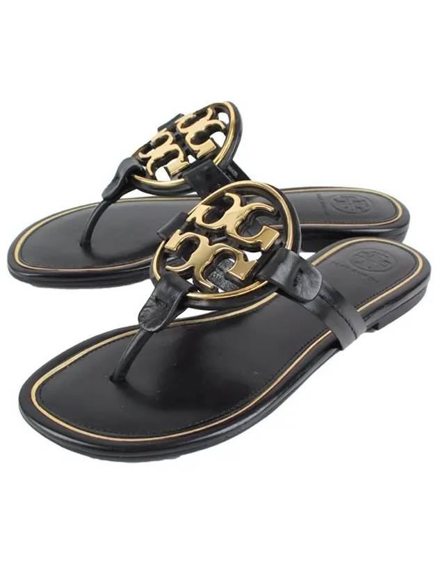 Women's Metal Logo Miller Flip Flops Black - TORY BURCH - BALAAN 8