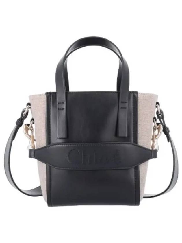 Sense logo small tote bag black handbag - CHLOE - BALAAN 1