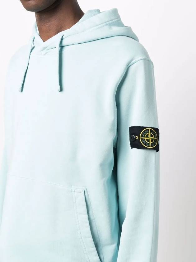 Waffen Patch Cotton Fleece Hoodie Aqua - STONE ISLAND - BALAAN 3