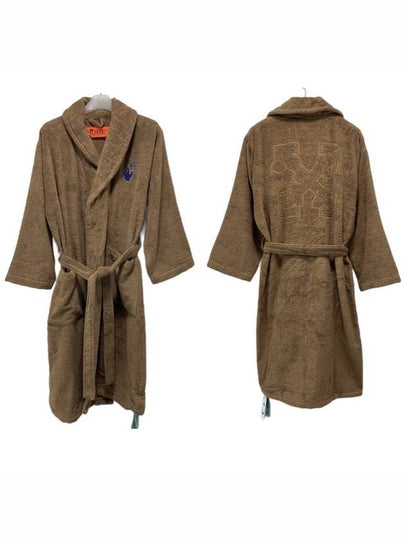 Biscuit Terry Fabric Belted Bathrobe Brown - OFF WHITE - BALAAN 2